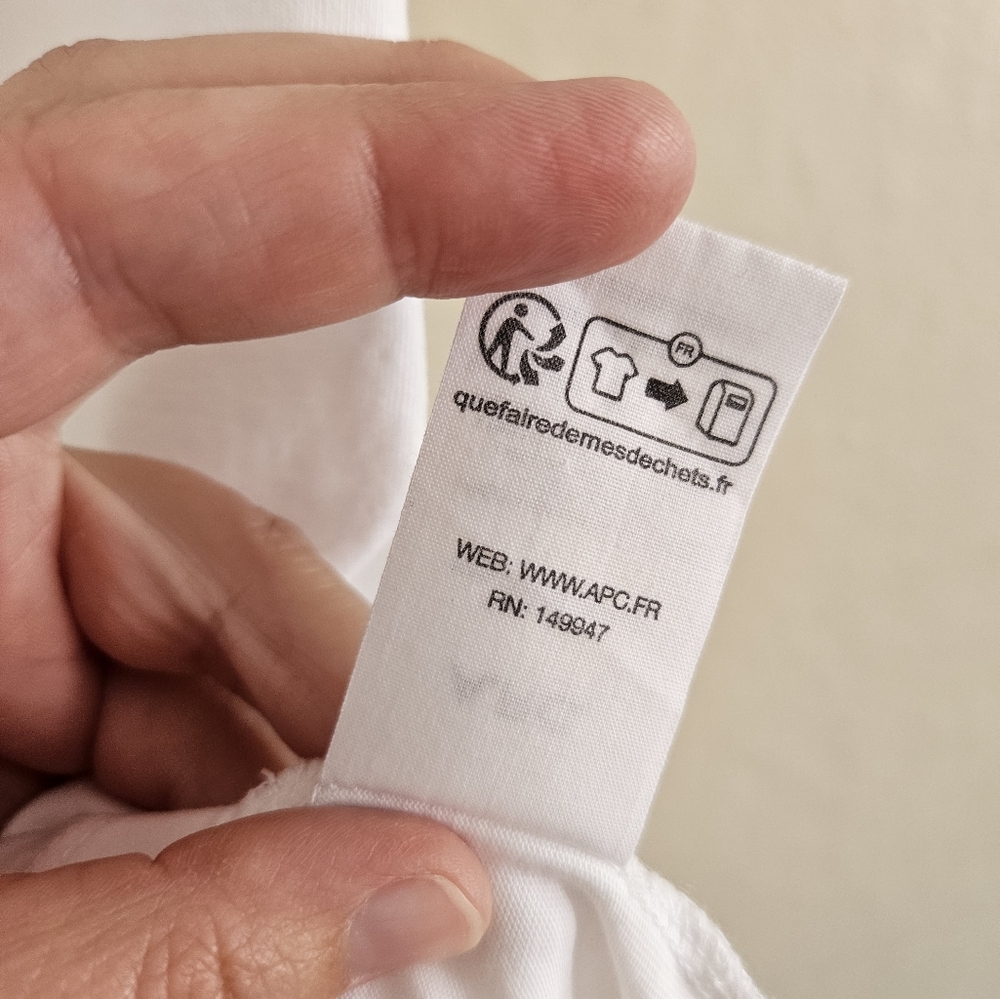 A.P.C. Organic Cotton White Logo T-Shirt, sz M* - Picture 3 of 8